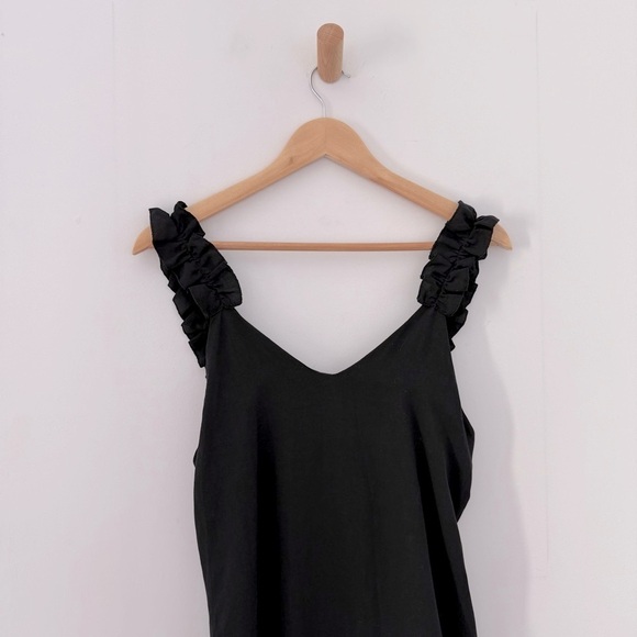 Saiph black linen maxi dress with ruffle straps - Medium NWT - Picture 8 of 8